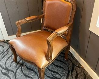 Leather Studded Accent Armchair 