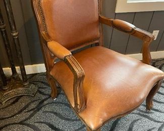 Leather Studded Accent Armchair 