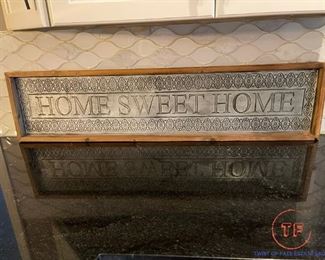 Large Embossed Metal "Home Sweet Home" Framed Sign