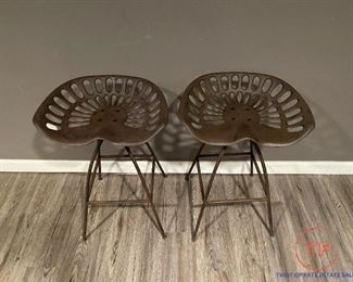 PAIR - Replica Metal Tractor Seat Barstools