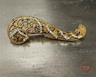 Vintage MIRIAM HASKELL Pearl Laced Ornate Brooch