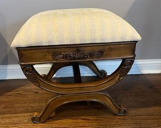 Antique Carved Wood Footrest / Stool