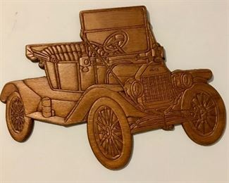 Wooden Carved Ford Model T Wall Hanging 