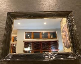 Layla Grayce for Made Goods, Hetty Rectangular Mirror.  Smoke Translucent made of resin, 26“ x 37“, protrudes 2 inches from the wall, approximately 38 pounds, can be hung vertical or horizontal.