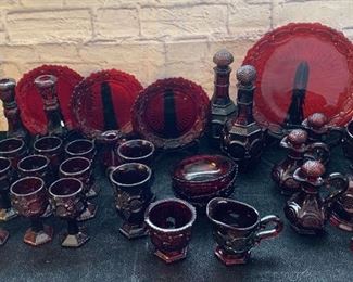 Red Avon Dishes
