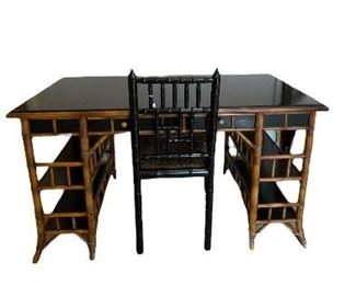 Chinoiserie-style Bamboo Desk by Milling Road for Baker