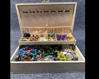 Jewelry Box with Assorted Costume Jewelry