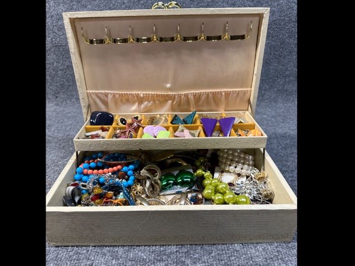 Jewelry Box with Assorted Costume Jewelry