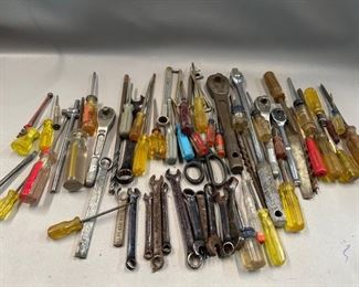 Assorted Screwdrivers, Wrenches, and Ratchets