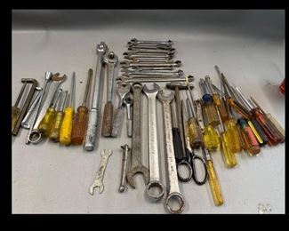 Assorted Screwdrivers, Wrenches, and Scissors