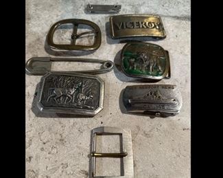 Assorted Belt Buckles USS Newport News, Deer, Bear and More