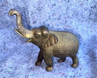 8” Vintage Brass Elephant