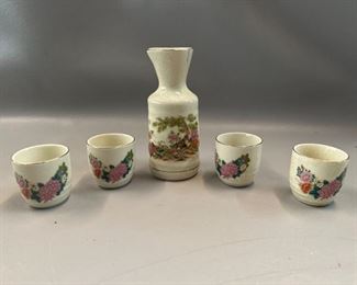 Vintage Japanese Sake Set with 4 cups