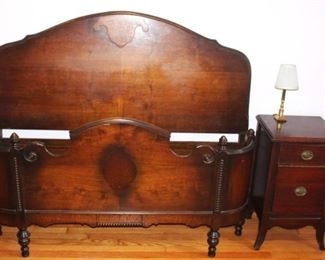 Full size antique bed  and nightstand.  