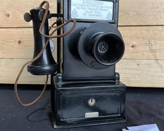 early 1900s Western Electric GRAY 3 Slot Pay Station Telephone