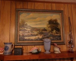 PAINTING - VINTAGE HULL POTTERY - OIL LAMP 