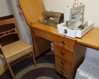 SEWING MACHINE CABINET WITH CHAIR