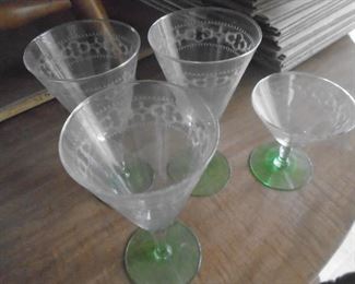 Uranium glass goblets (base reacts only)