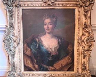 Very large early 19th century portrait of a woman - oil on canvas