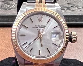 Ladies 18k stainless and gold Rolex watch