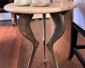 Steel Stag Gueridon side table with marble top
