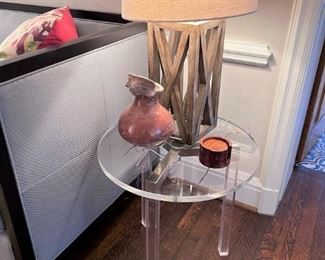 Pair of lucite side tables