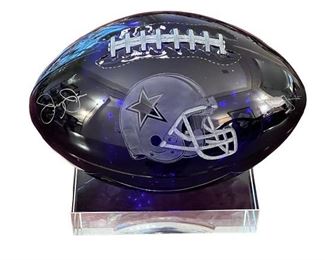 Dallas Cowboy’s cobalt crystal football presented by Jerry and Gene Jones