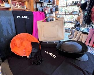 Designer hats and handbags