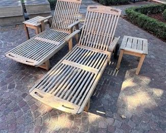Teak lounge chairs and side tables