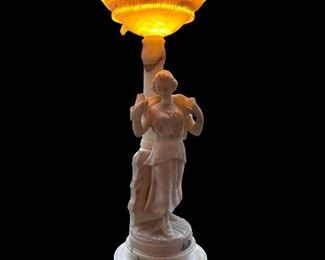 Antique alabaster figural lamp