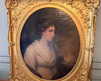 The frame is labeled John Hoppner.  It is an original 18th century oil painting, but there is no signature.  It’s pretty spectacular and has all the bells and whistles of a John Hoppner original!