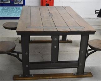Industrial Swing Seat Trestle Table 
