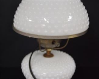 White Milk Glass Hobnail Lamp 