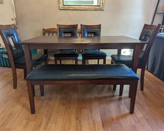 Dining Table with 4 Side Chairs and 1 Bench