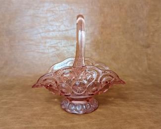Pink Carnival Glass Basket
