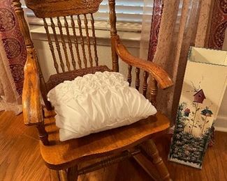 Oak pressed back rocker