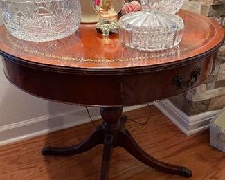 Leather top drum table