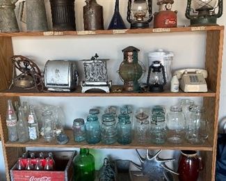 Oil cans, lanterns, fruit jars