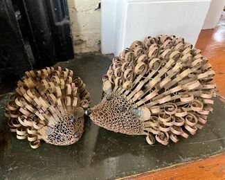 folky handmade metal hedgehogs 