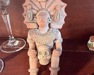 terracotta sculpture of Aztec diety