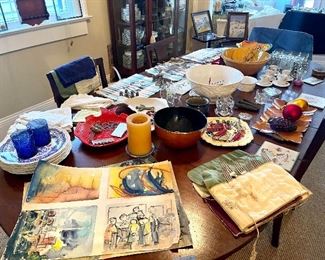 "studio" watercolors, serveware, vintage fish fork set 