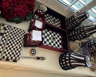 Courtly Check desk set and lampshades