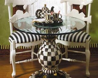 Ceramic Table Base Courtly Check with Glass top