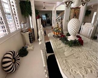 Dinner Table hand carved with matching Chairs