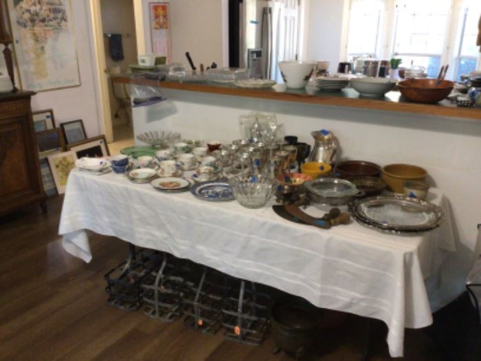 Silver Plate, Pottery, vintage Tea Cups