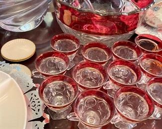 Vintage Tiffin Kings Ruby Red punch bowl set 