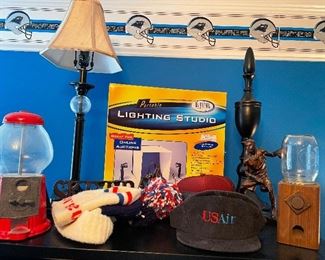 New in box lighting studio , candy machines, vintage Levi beanies 