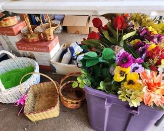 silk flowers and baskets