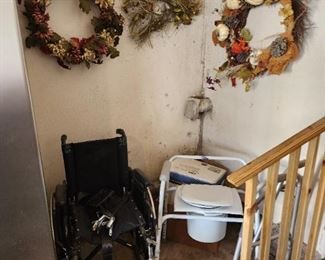 wheelchair and portable toilet