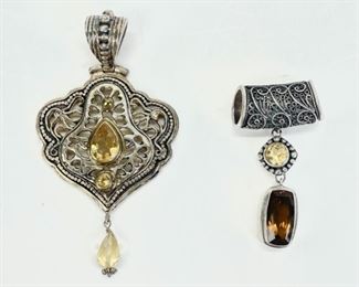 31 Grams Fine 925 Sterling Silver Lori Bonn Reticulated Gemstone Necklace